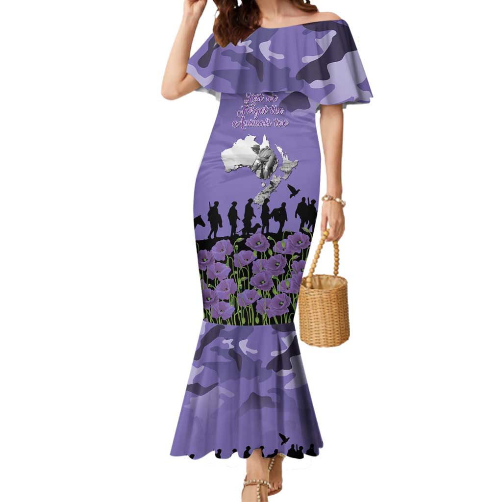 ANZAC Day Mermaid Dress Lest We Forget the Animals Too LT19 Women Purple - Polynesian Pride