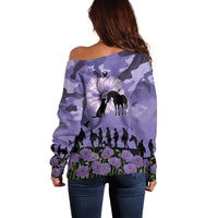 ANZAC Day Off Shoulder Sweater Lest We Forget the Animals Too LT19 - Polynesian Pride
