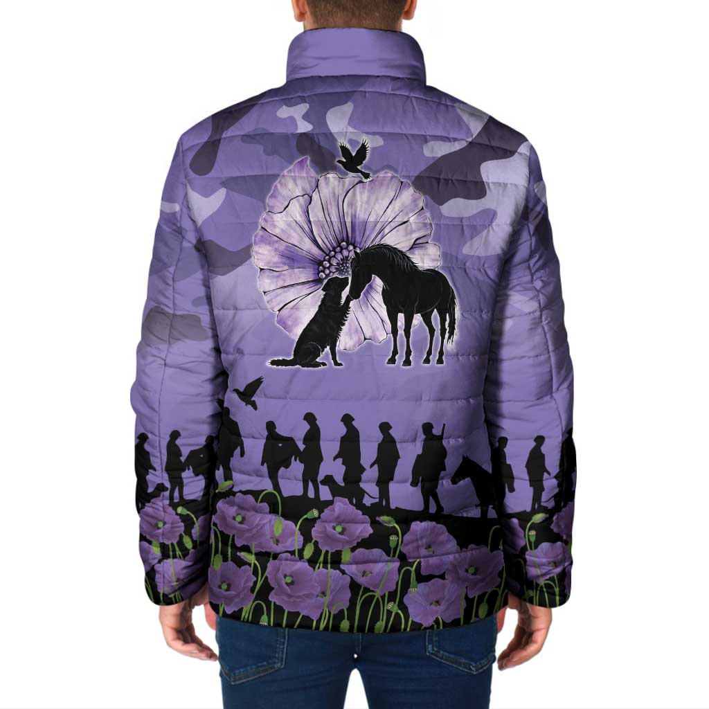ANZAC Day Padded Jacket Lest We Forget the Animals Too LT19 - Polynesian Pride