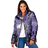 ANZAC Day Padded Jacket Lest We Forget the Animals Too LT19 Women Purple - Polynesian Pride