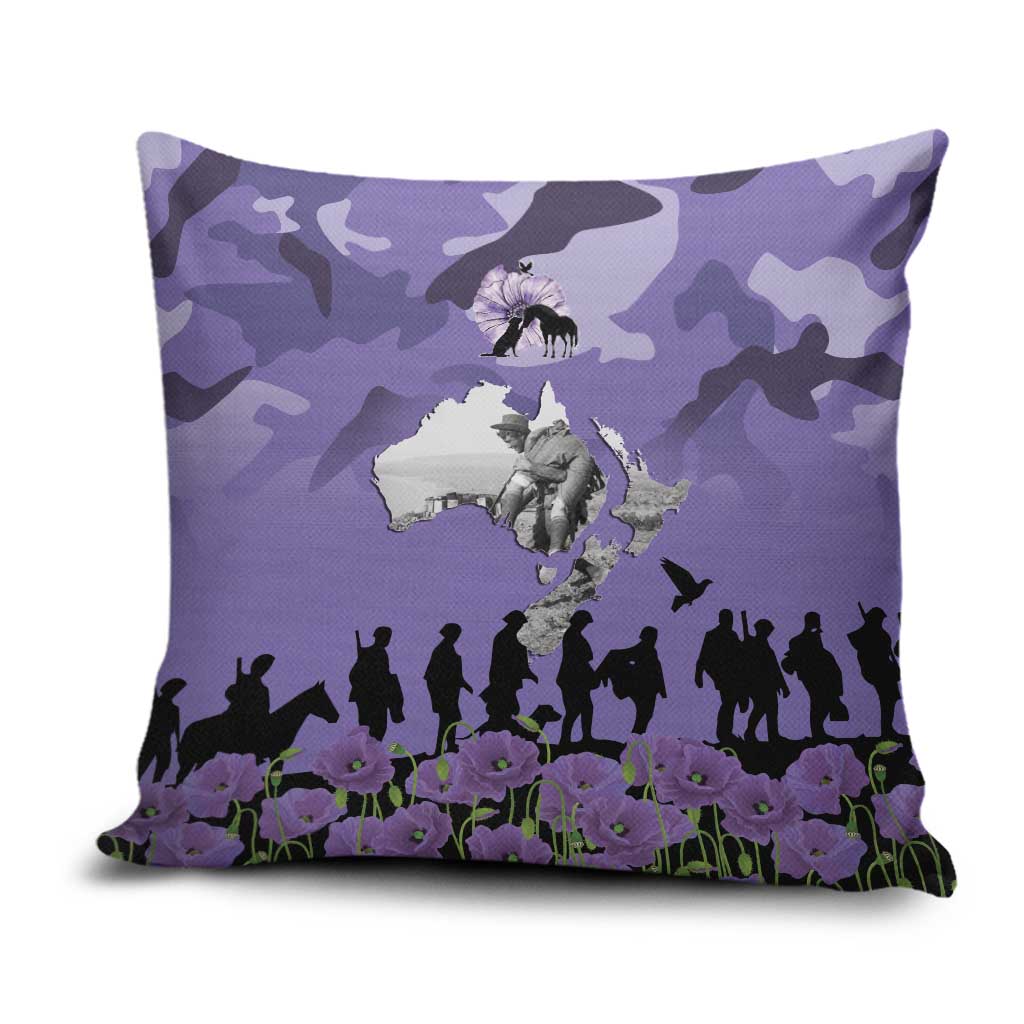 ANZAC Day Pillow Cover Lest We Forget the Animals Too LT19 Purple - Polynesian Pride