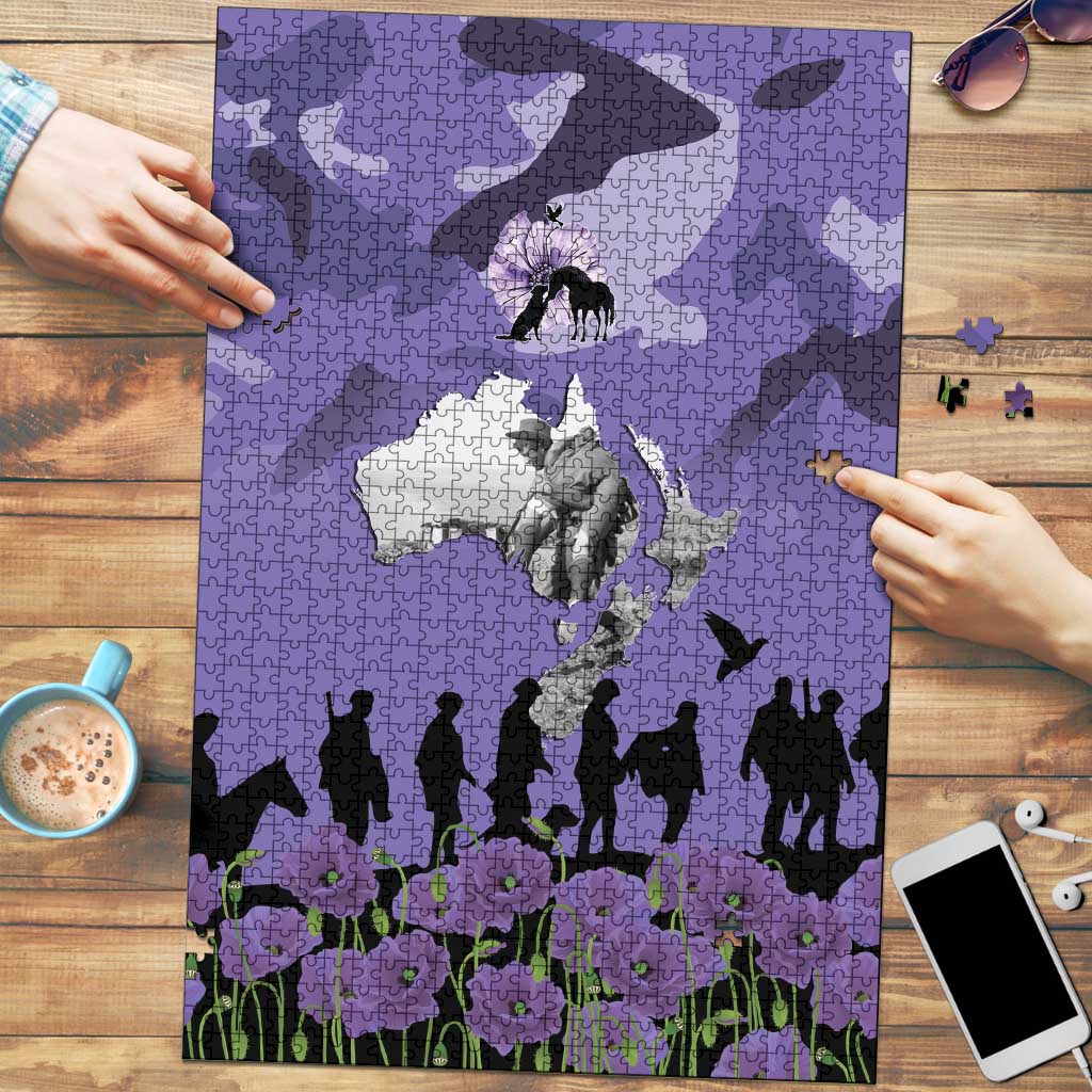 ANZAC Day Puzzle Lest We Forget the Animals Too LT19 Purple - Polynesian Pride