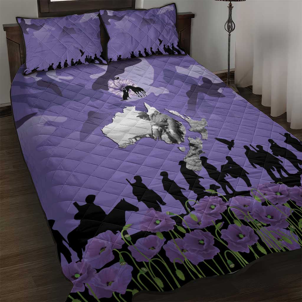 ANZAC Day Quilt Bed Set Lest We Forget the Animals Too LT19 Purple - Polynesian Pride