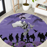 ANZAC Day Round Carpet Lest We Forget the Animals Too LT19 Purple - Polynesian Pride
