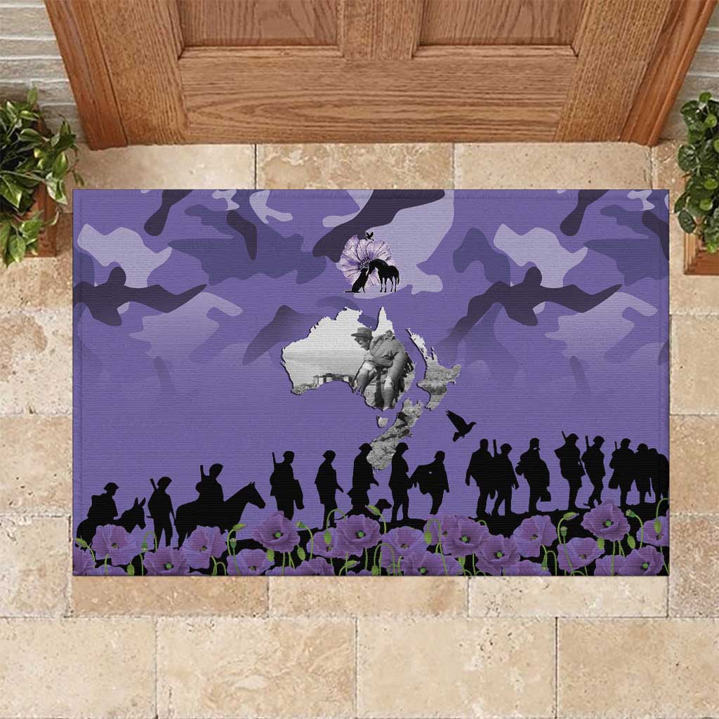 ANZAC Day Rubber Doormat Lest We Forget the Animals Too LT19 Purple - Polynesian Pride