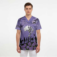 ANZAC Day Scrub Top Lest We Forget the Animals Too LT19 - Polynesian Pride
