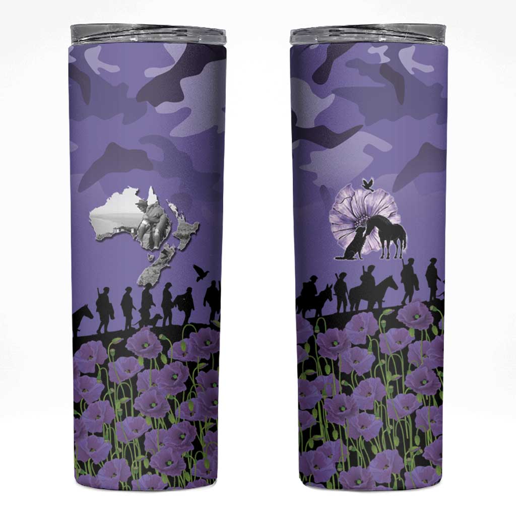 ANZAC Day Skinny Tumbler Lest We Forget the Animals Too LT19 Purple - Polynesian Pride