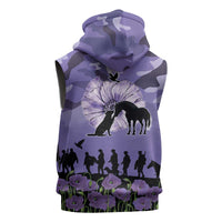 ANZAC Day Sleeveless Zip Hoodie Lest We Forget the Animals Too LT19 - Polynesian Pride