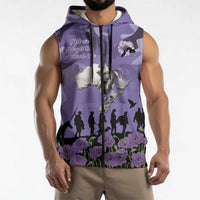 ANZAC Day Sleeveless Zip Hoodie Lest We Forget the Animals Too LT19 - Polynesian Pride