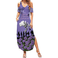 ANZAC Day Summer Maxi Dress Lest We Forget the Animals Too LT19 Women Purple - Polynesian Pride