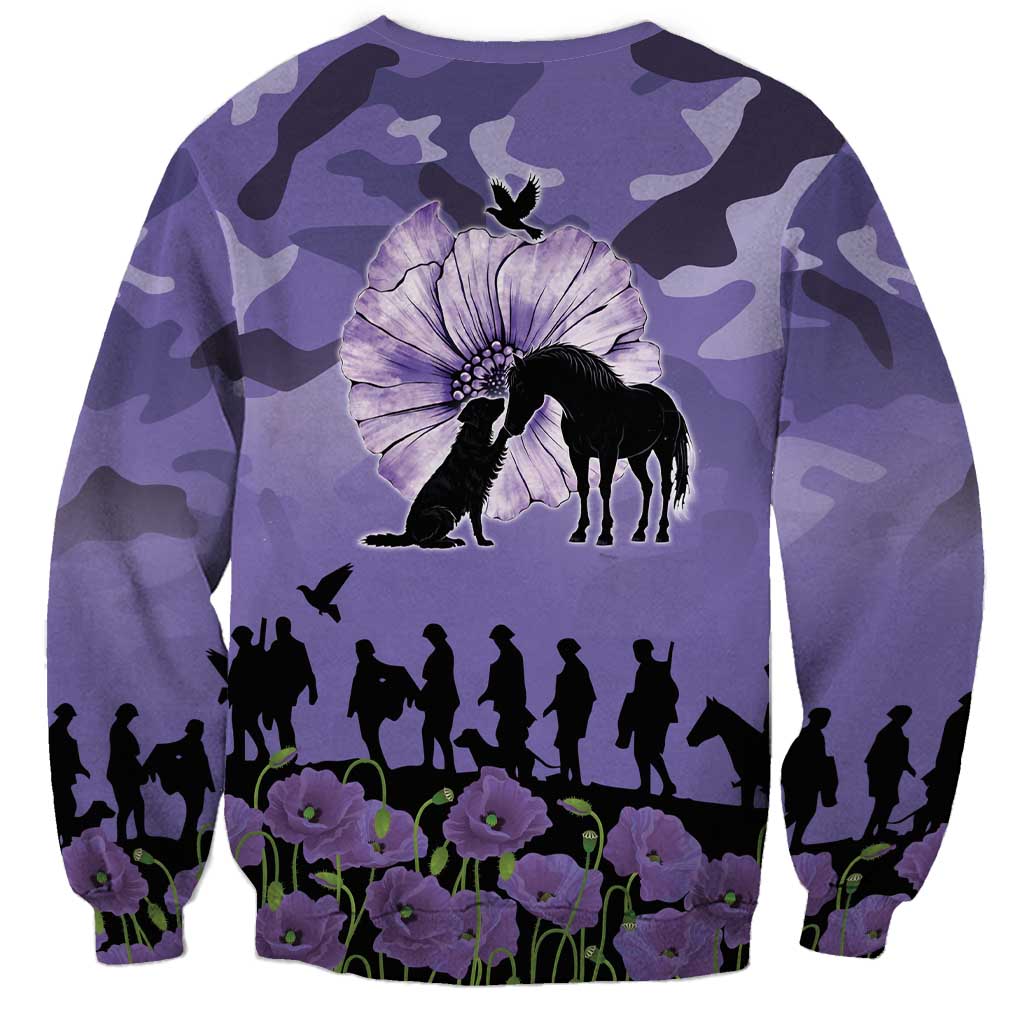 ANZAC Day Sweatshirt Lest We Forget the Animals Too LT19 - Polynesian Pride