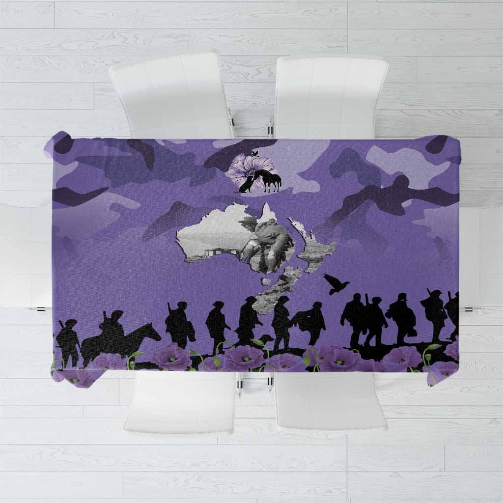 ANZAC Day Tablecloth Lest We Forget the Animals Too LT19 Purple - Polynesian Pride
