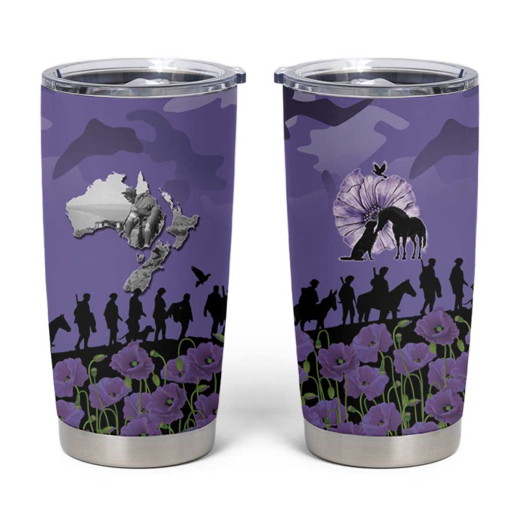 ANZAC Day Tumbler Cup Lest We Forget the Animals Too LT19 Purple - Polynesian Pride