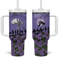 ANZAC Day Tumbler With Handle Lest We Forget the Animals Too LT19 One Size: 40 oz Purple - Polynesian Pride