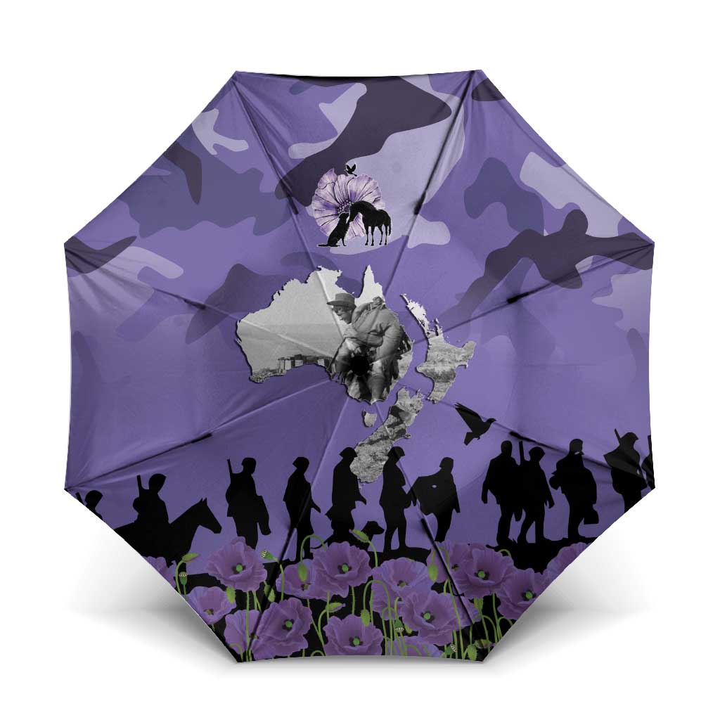 ANZAC Day Umbrella Lest We Forget the Animals Too LT19 One Size Folded 11.42 inch Opened Diameter 37.4 inch Purple - Polynesian Pride
