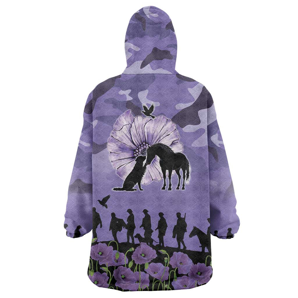ANZAC Day Wearable Blanket Hoodie Lest We Forget the Animals Too LT19 - Polynesian Pride