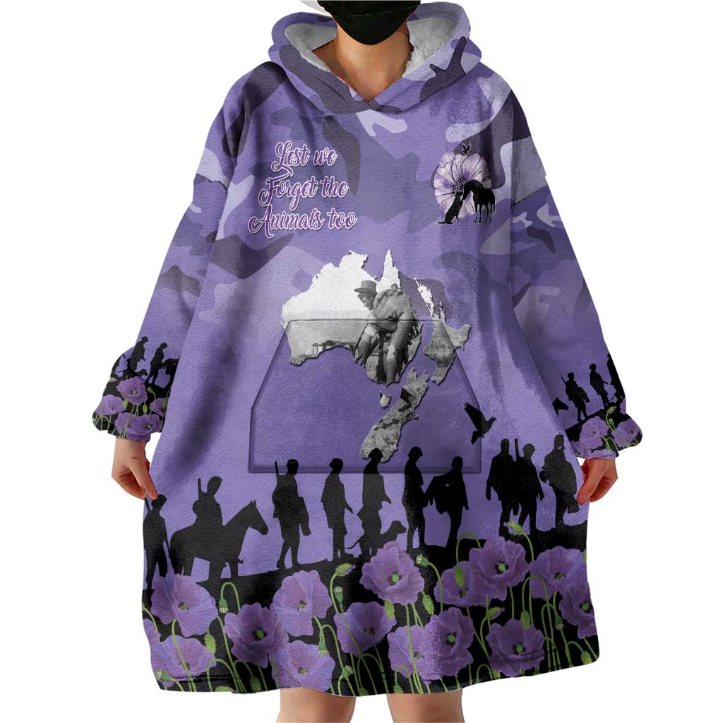 ANZAC Day Wearable Blanket Hoodie Lest We Forget the Animals Too LT19 - Polynesian Pride