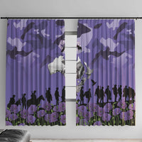 ANZAC Day Window Curtain Lest We Forget the Animals Too LT19 With Hooks Purple - Polynesian Pride
