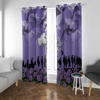 ANZAC Day Window Curtain Lest We Forget the Animals Too LT19 With Grommets Purple - Polynesian Pride