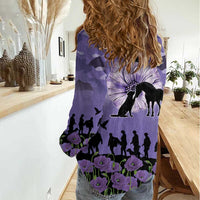 ANZAC Day Women Casual Shirt Lest We Forget the Animals Too