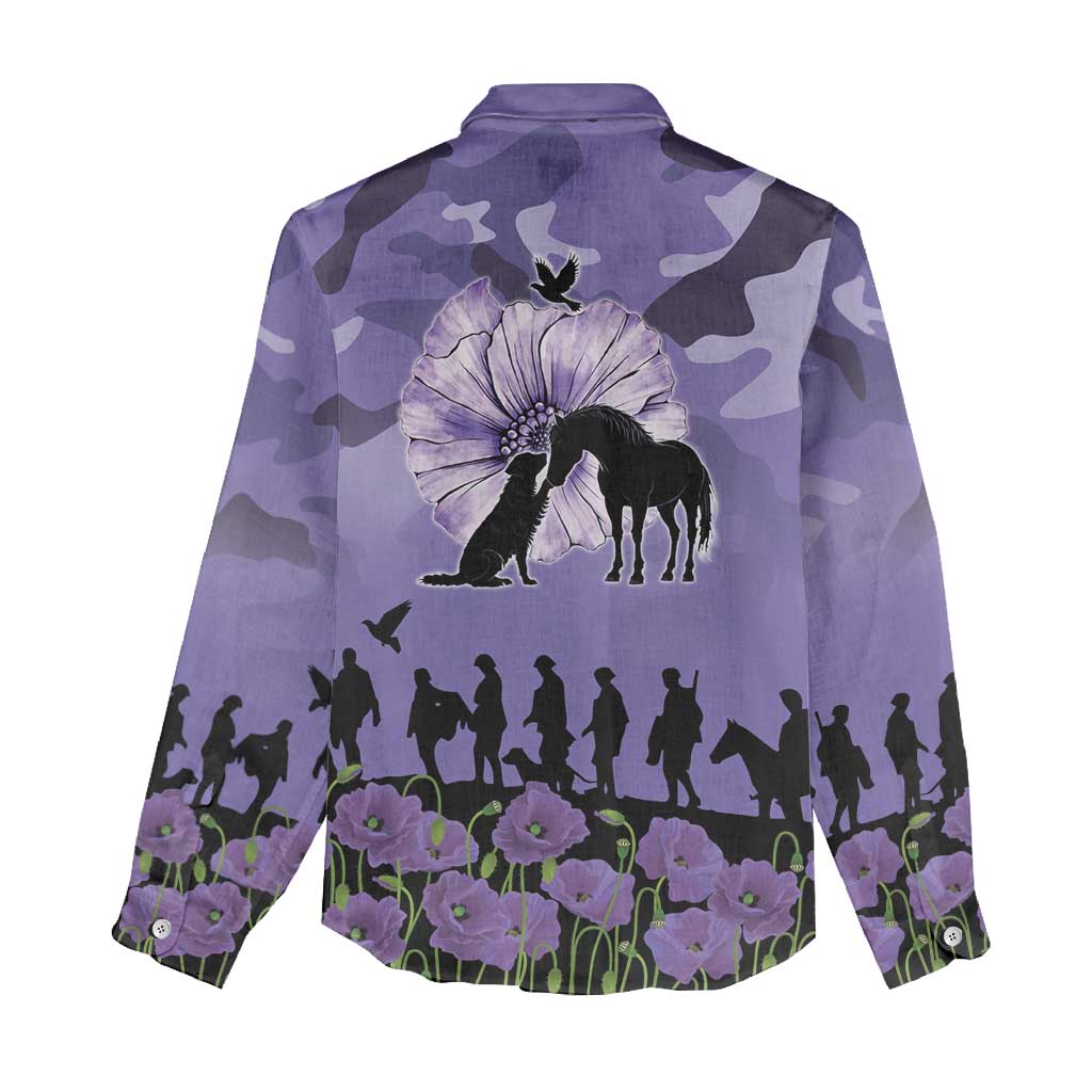 ANZAC Day Women Casual Shirt Lest We Forget the Animals Too