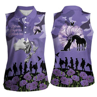 ANZAC Day Women Sleeveless Polo Shirt Lest We Forget the Animals Too LT19 - Polynesian Pride