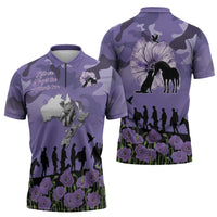 ANZAC Day Zipper Polo Shirt Lest We Forget the Animals Too LT19 - Polynesian Pride