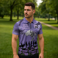 ANZAC Day Zipper Polo Shirt Lest We Forget the Animals Too LT19 - Polynesian Pride