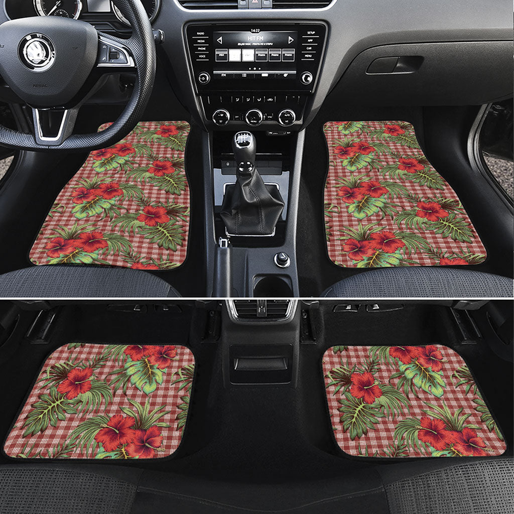 Vintage Hawaii Hibiscus Palaka Car Mats Red Color LT19 Set 4pcs Red - Polynesian Pride