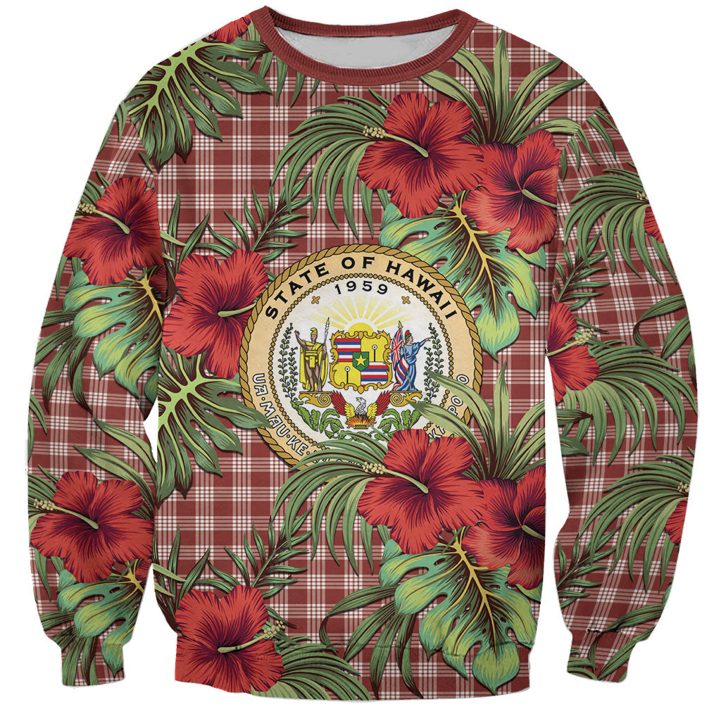 Vintage Hawaii Hibiscus Palaka Sweatshirt Red Color LT19 Unisex Red - Polynesian Pride