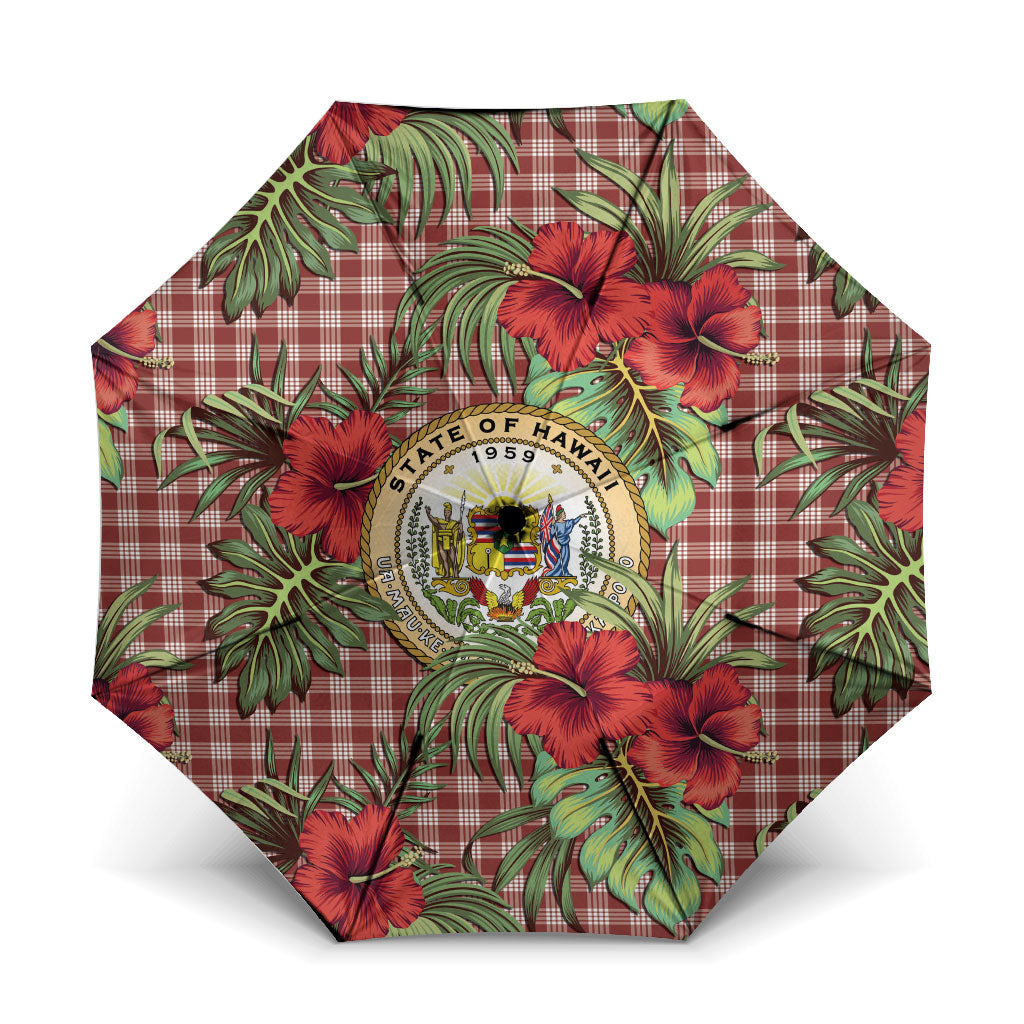 Vintage Hawaii Hibiscus Palaka Umbrella Red Color LT19 One Size Folded 11.42 inch Opened Diameter 37.4 inch Red - Polynesian Pride