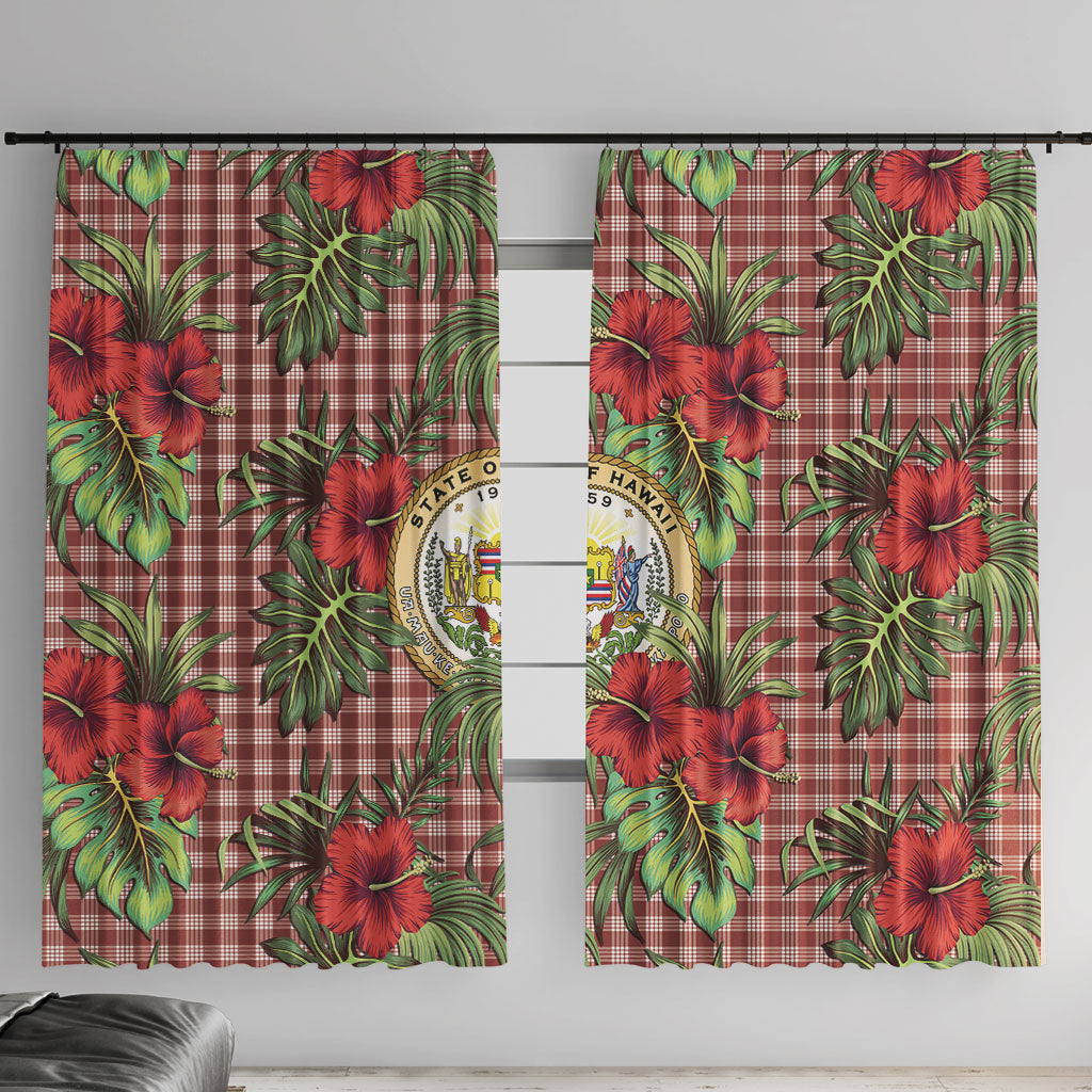 Vintage Hawaii Hibiscus Palaka Window Curtain Red Color