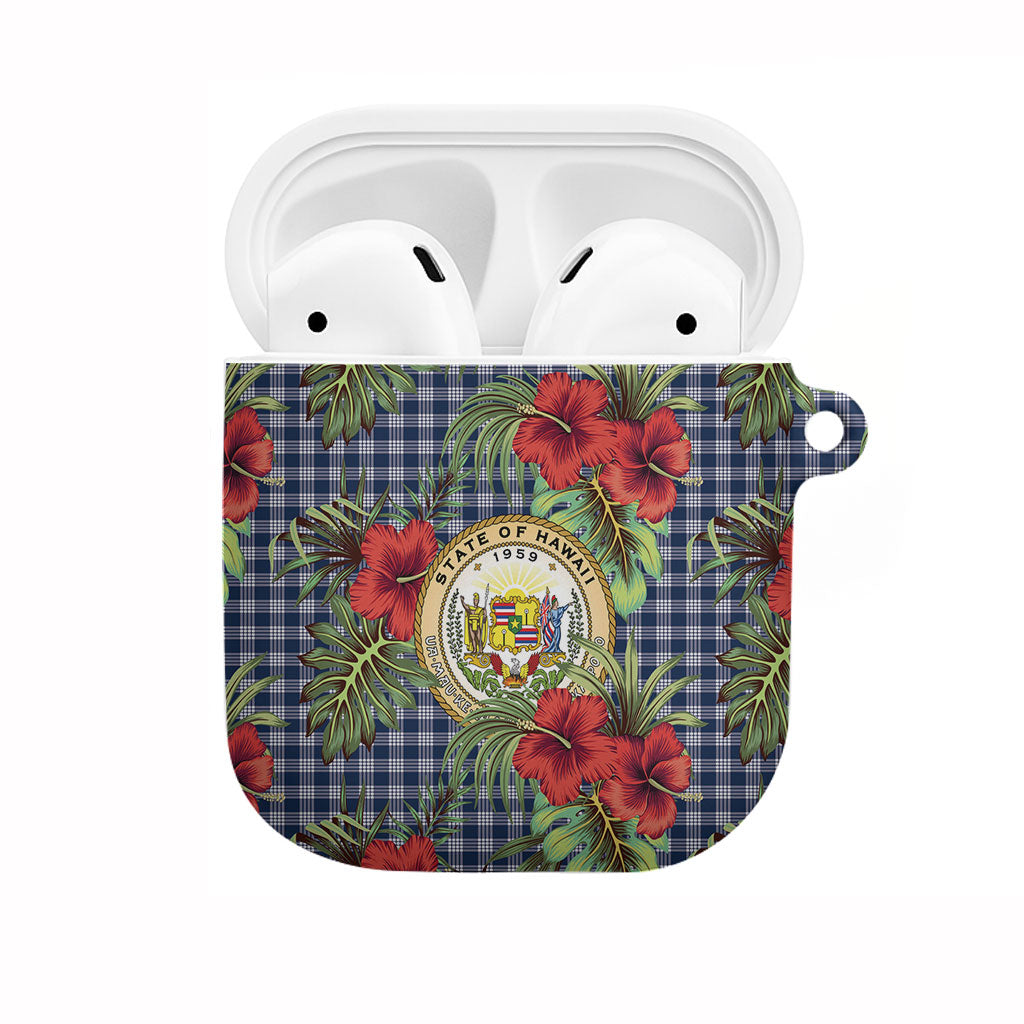 Vintage Hawaii Hibiscus Palaka AirPods Case Navy Color