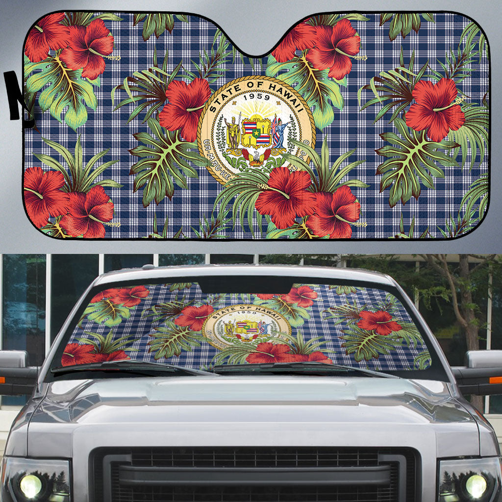 Vintage Hawaii Hibiscus Palaka Auto Sun Shade Navy Color LT19 Navy - Polynesian Pride