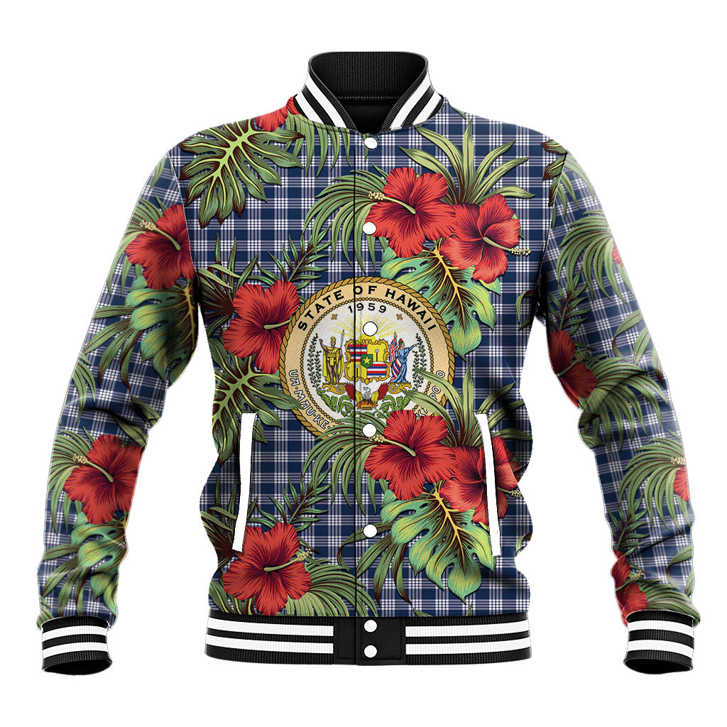 Vintage Hawaii Hibiscus Palaka Baseball Jacket Navy Color LT19 Unisex Navy - Polynesian Pride
