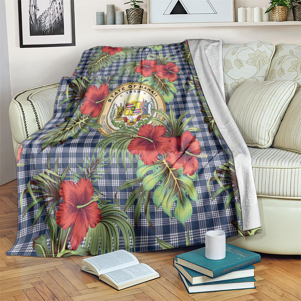 Vintage Hawaii Hibiscus Palaka Blanket Navy Color LT19 Navy - Polynesian Pride