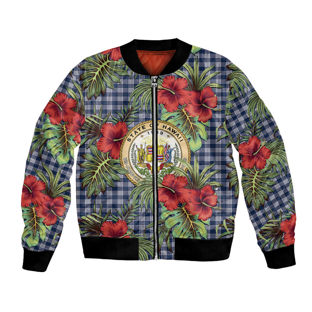 Vintage Hawaii Hibiscus Palaka Bomber Jacket Navy Color LT19 Unisex Navy - Polynesian Pride