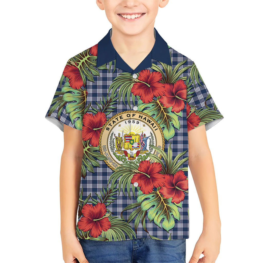 Vintage Hawaii Hibiscus Palaka Kid Hawaiian Shirt Navy Color LT19 Kid Navy - Polynesian Pride