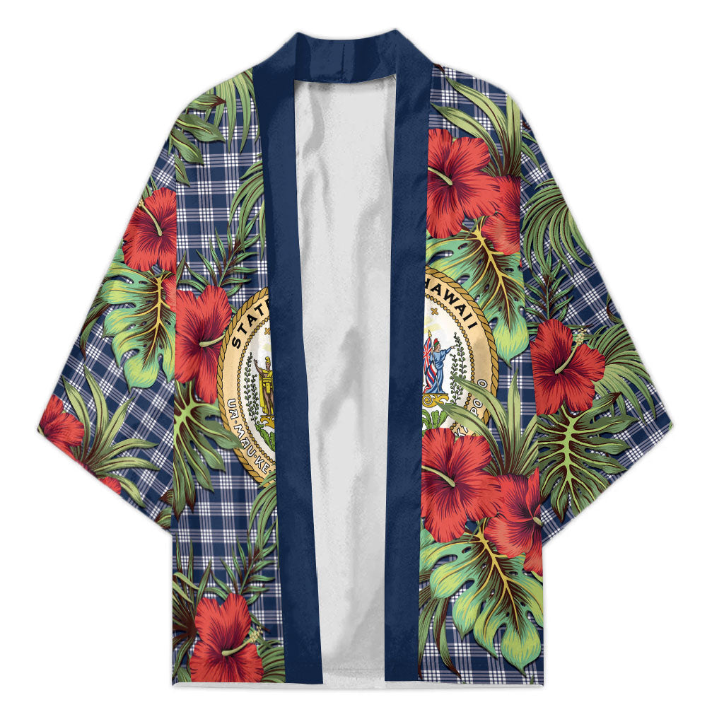 Vintage Hawaii Hibiscus Palaka Kimono Navy Color LT19 Unisex Navy - Polynesian Pride