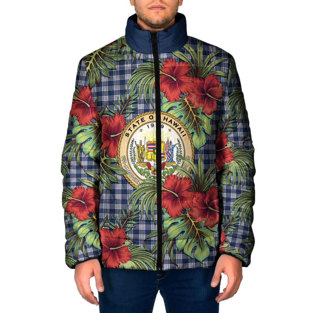 Vintage Hawaii Hibiscus Palaka Padded Jacket Navy Color
