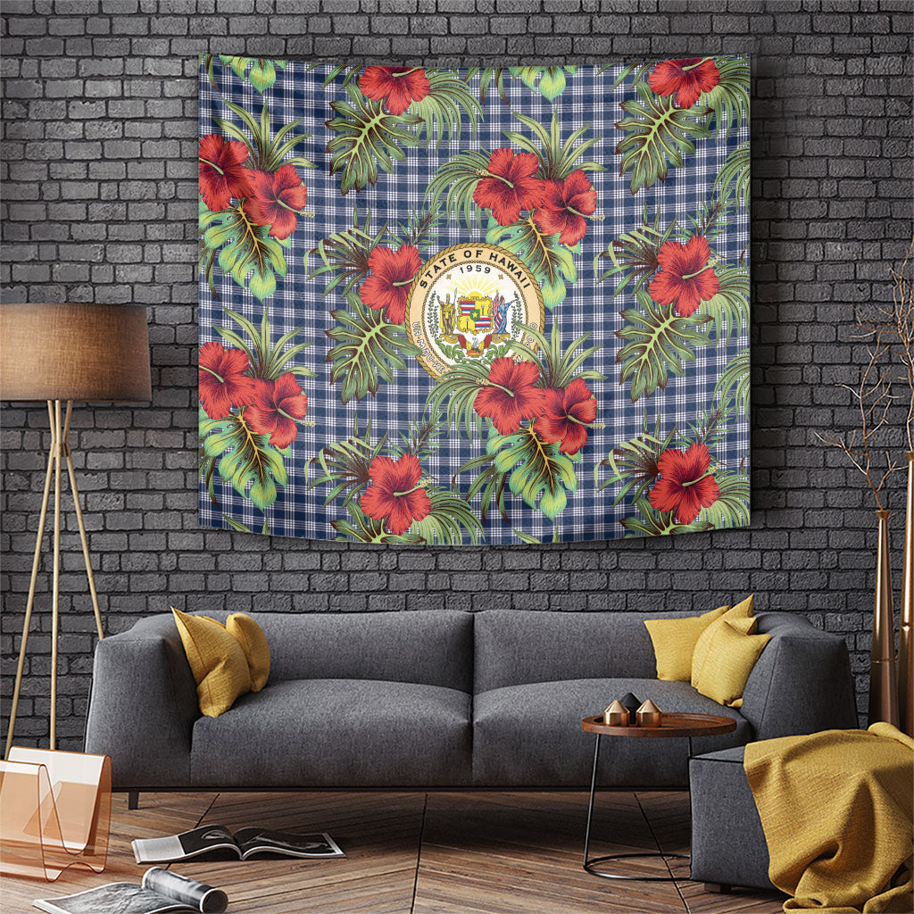 Vintage Hawaii Hibiscus Palaka Tapestry Navy Color LT19 Navy - Polynesian Pride