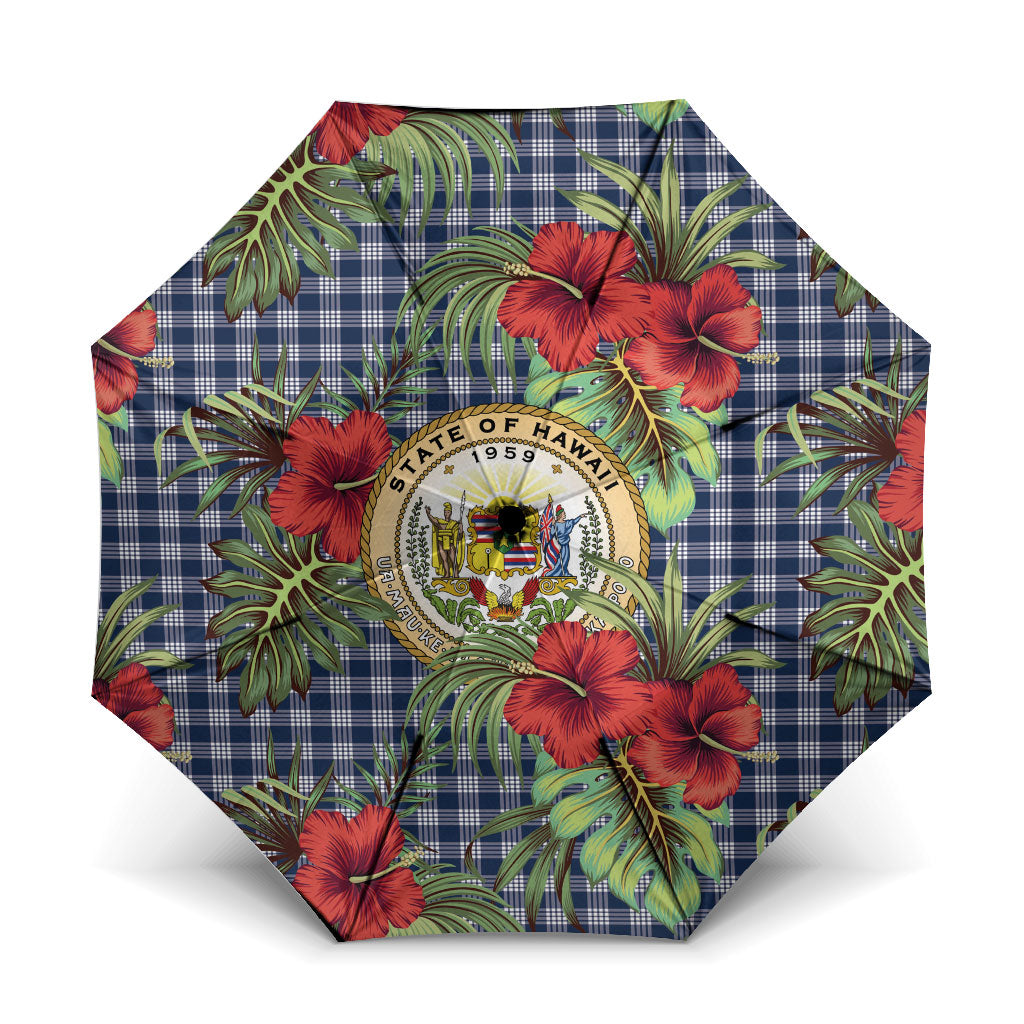 Vintage Hawaii Hibiscus Palaka Umbrella Navy Color LT19 One Size Folded 11.42 inch Opened Diameter 37.4 inch Navy - Polynesian Pride