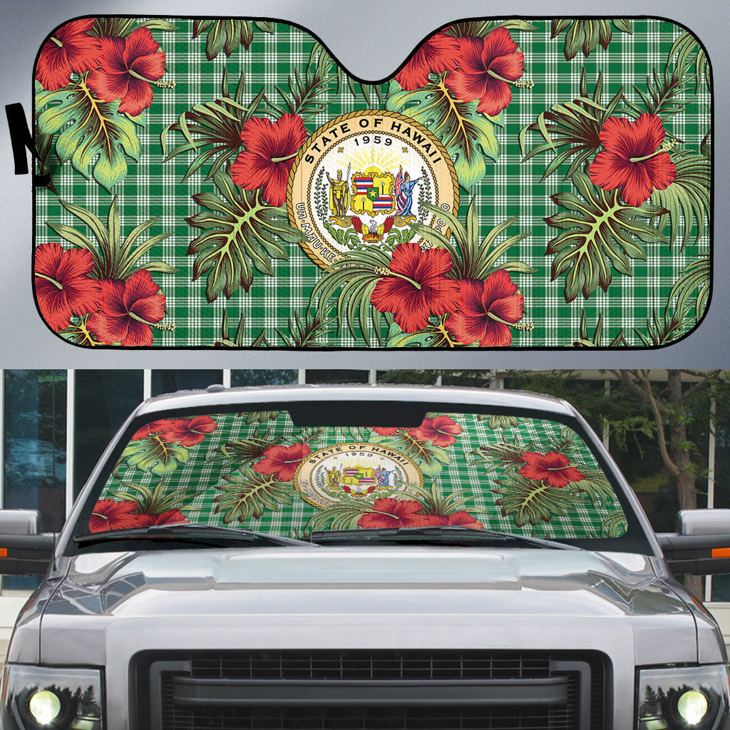 Vintage Hawaii Hibiscus Palaka Auto Sun Shade Green Color LT19 Green - Polynesian Pride