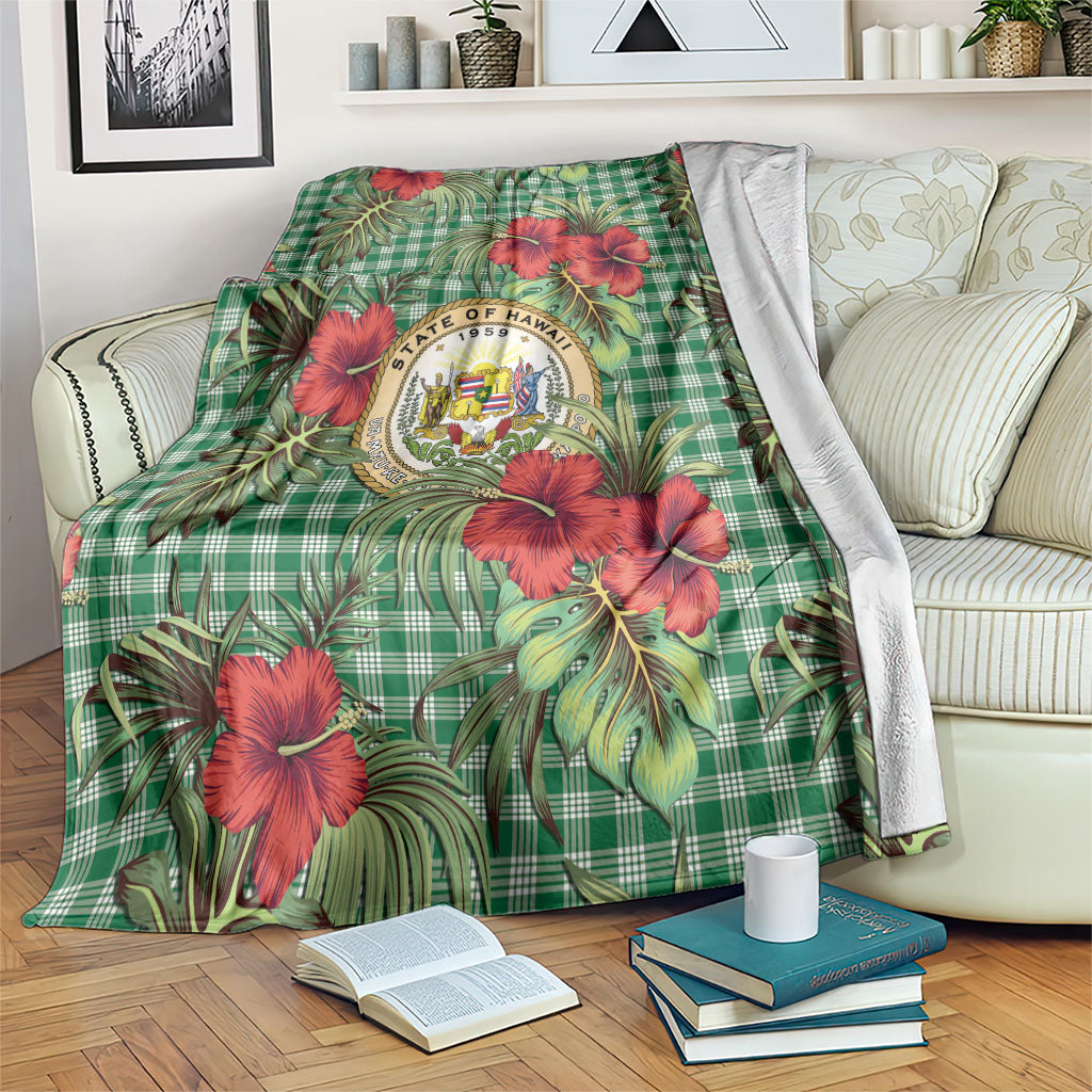 Vintage Hawaii Hibiscus Palaka Blanket Green Color LT19 Green - Polynesian Pride