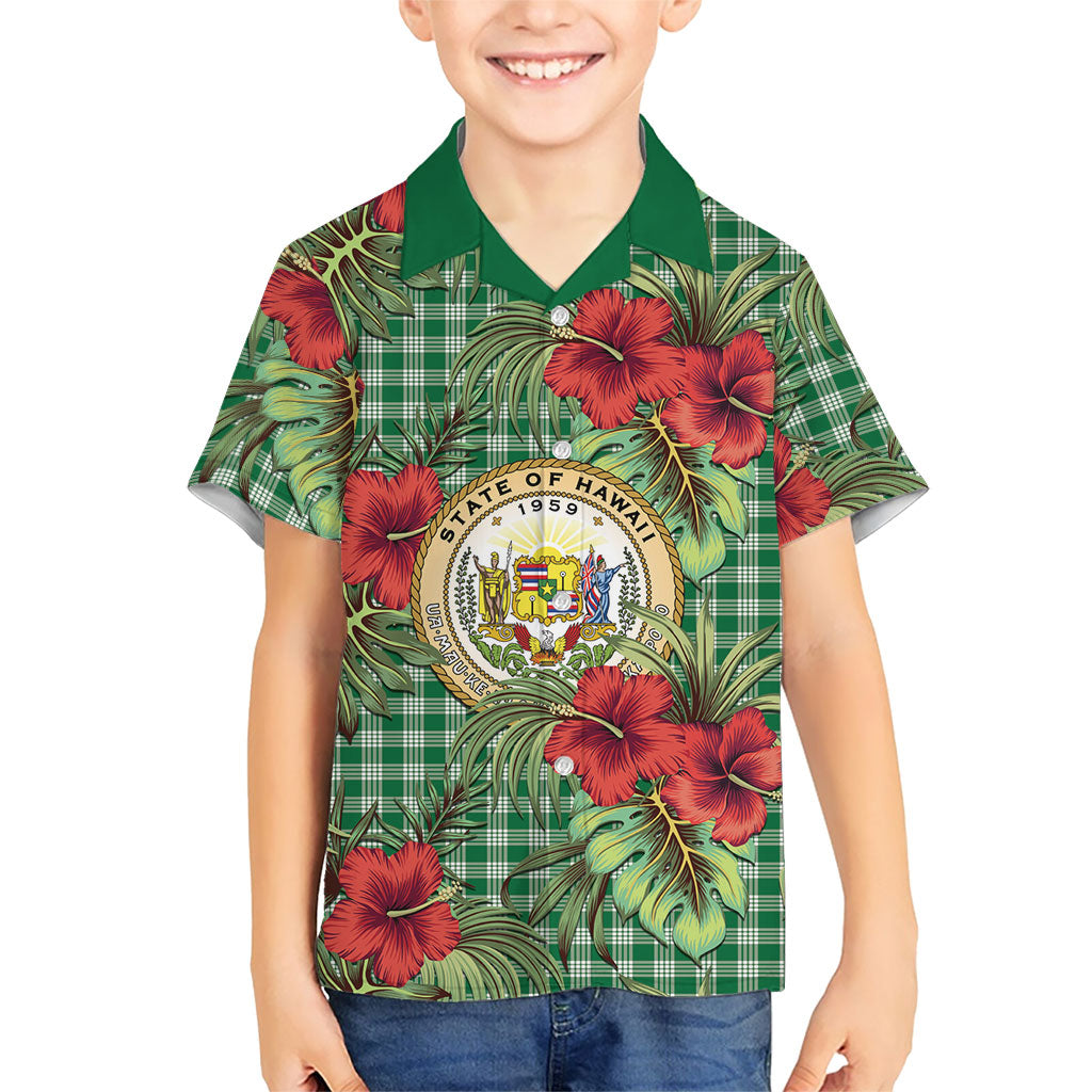 Vintage Hawaii Hibiscus Palaka Kid Hawaiian Shirt Green Color LT19 Kid Green - Polynesian Pride