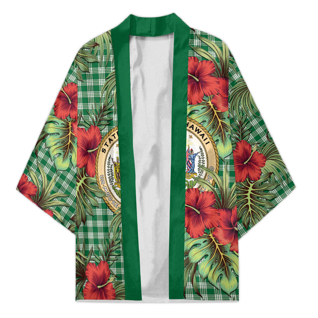 Vintage Hawaii Hibiscus Palaka Kimono Green Color LT19 Unisex Green - Polynesian Pride