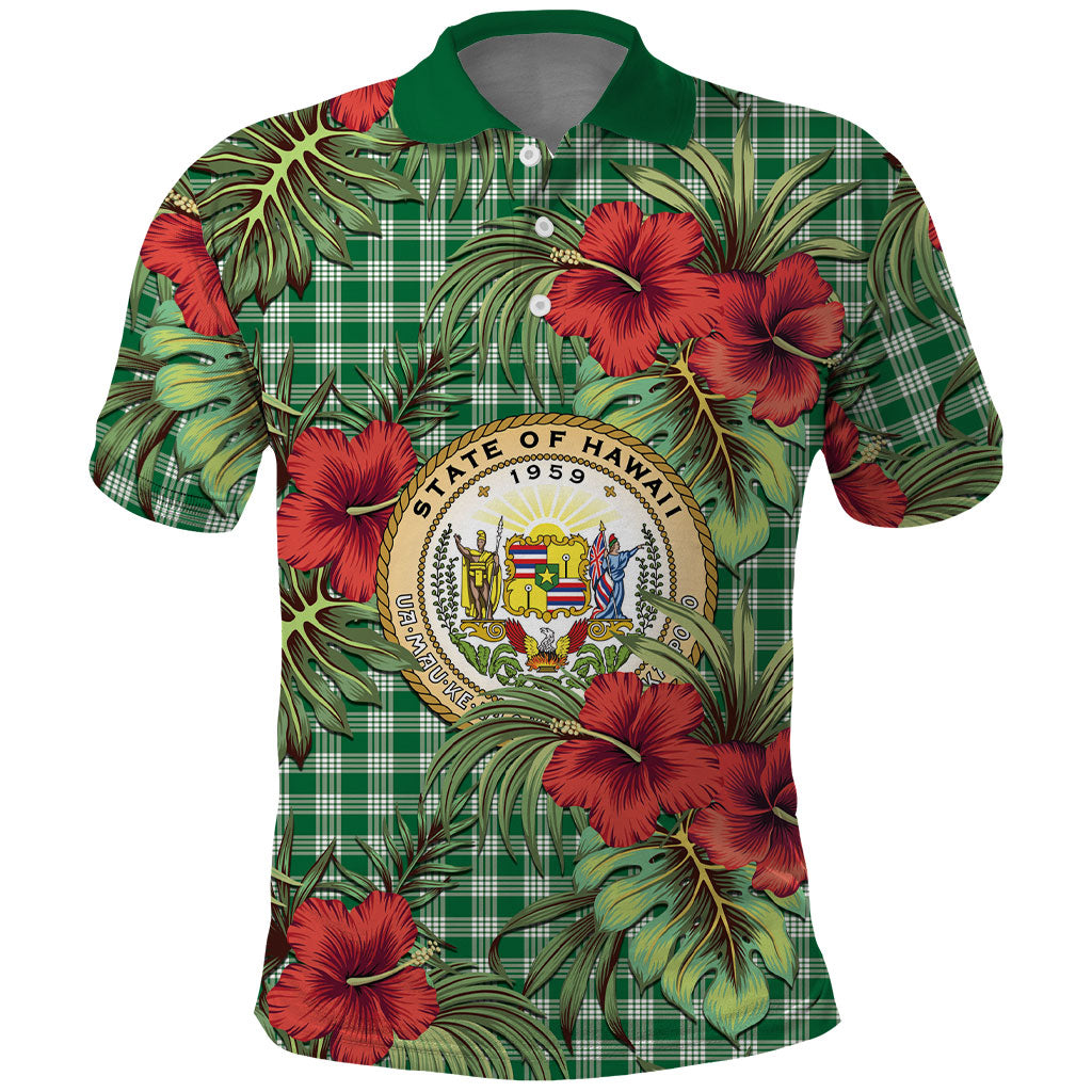 Vintage Hawaii Hibiscus Palaka Polo Shirt Green Color LT19 Green - Polynesian Pride