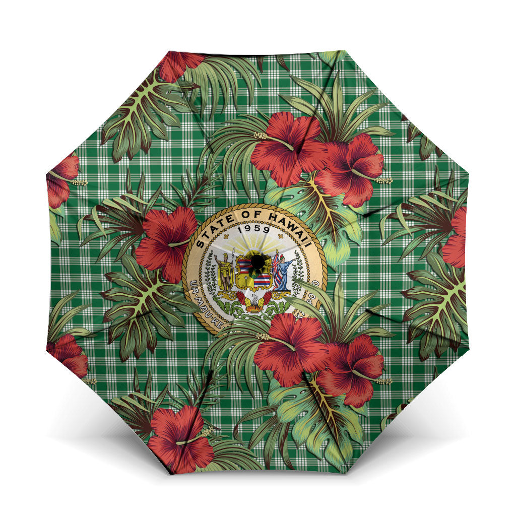 Vintage Hawaii Hibiscus Palaka Umbrella Green Color LT19 One Size Folded 11.42 inch Opened Diameter 37.4 inch Green - Polynesian Pride