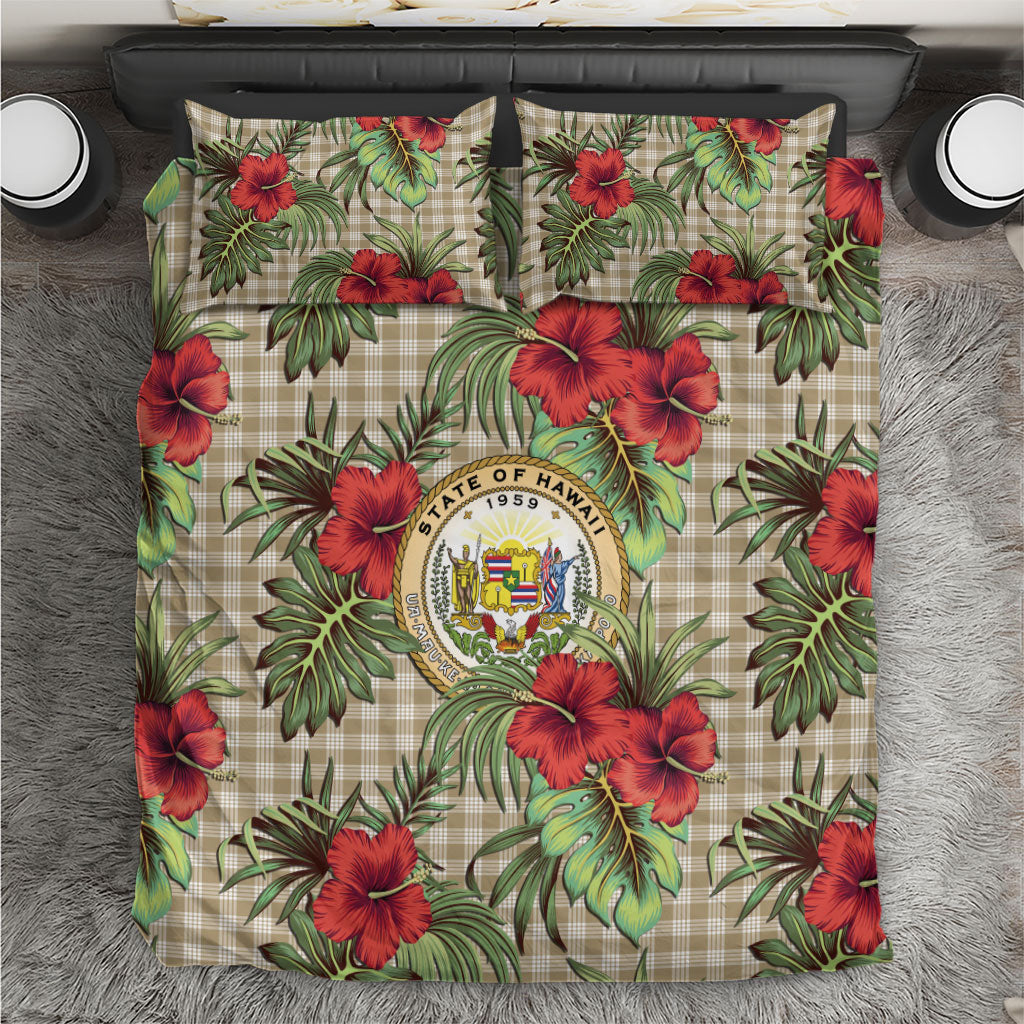 Vintage Hawaii Hibiscus Palaka Bedding Set Khaki Color LT19 Khaki - Polynesian Pride