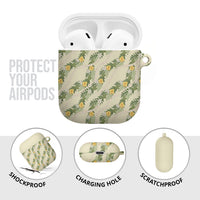 Hawaiian Pikake Maile Lei AirPods Case Tiare Hibiscus Kalo Palapalai Leaf Beige LT19 - Polynesian Pride